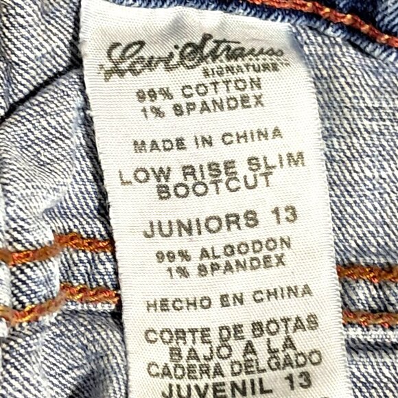 Y2K Levi Strauss Distressed Jeans Size 13 Button Fly Stretch Low Rise Slim Boot - Picture 4 of 14